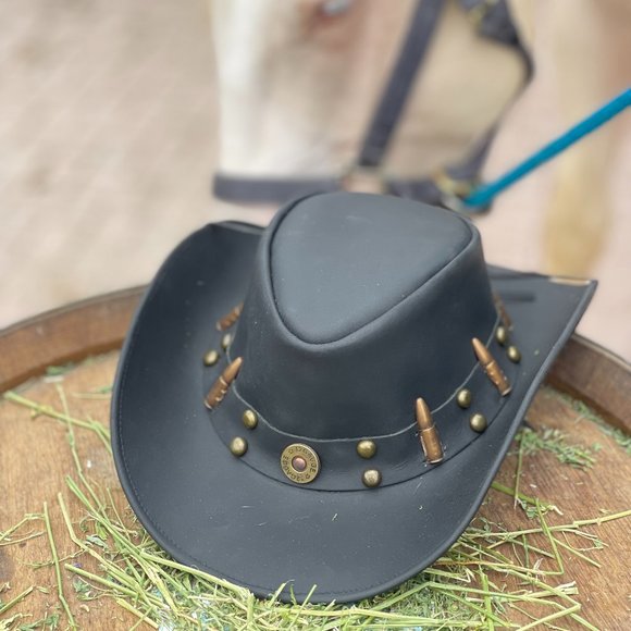 LIVSTAK WESTERN COWBOY, BLACK HAT, 100% LEATHER, Size L, S1LVK01, BALLER - Picture 5 of 12